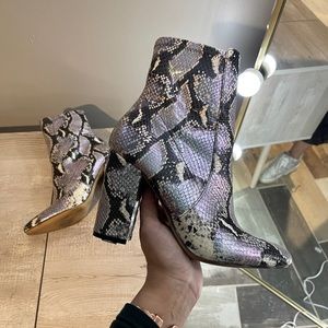 ALDO SNAKE IRIDESCENT BOOTIES